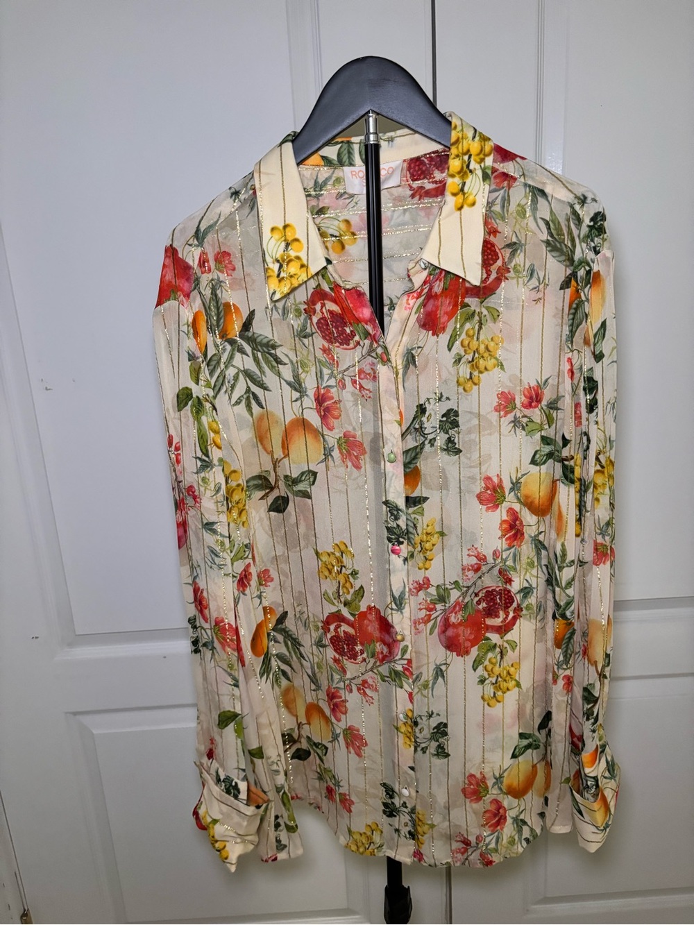Rococo Sand oversized Fruit Pattern Buttondown